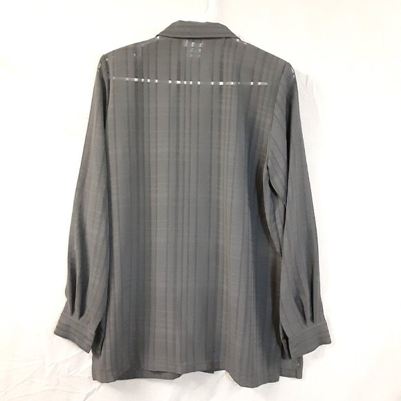 Clara S Woman's Top Size SMALL, Black, Sheer, Button up, Collar & Long Sleeve - Picture 2 of 7